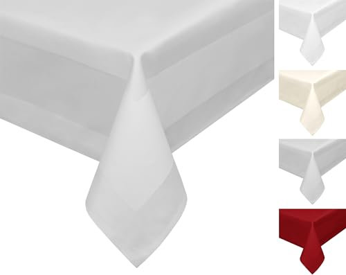 Damast Tischdecke, 100% mercerisierte Vollzwirn Baumwolle, Gastronomie Tischwäsche (Farbe: Silber, Größe: Tischdecke eckig 130x220 cm)