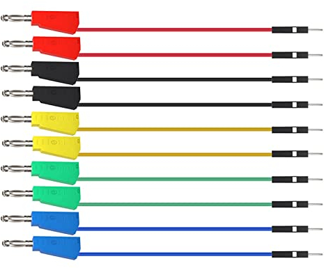 Banana Plug Test Leads,10 Pcs Electronic Test Leads Kit Stackable Banana Plug to Crocodile Clip Cable Stackable Banana Plug to Banana Plug for Power Supply, LED Light Strip, Breadboard