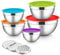 HaWare Mixing Bowls Set of 5, Stainless Steel Salad Nesting Bowl for Baking/Prepping/Serving/Food Storage, 3 Grater Attachments & Airtight Lids, Dishwasher Safe- 0.7/1/1.5/2.6/4.6L, Multicolor