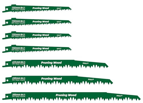 Lame per Sega a Sciabola Legno Set, 4 Diverse Dimensioni 7pcs -150mm / 225mm / 240mm / 300mm, Lame per Sega a Sciabola per Potatura alberi, Legno Verde, Legno Duro, Facile e Durevole