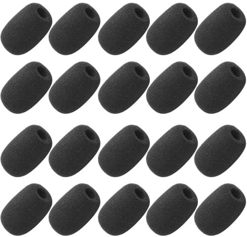 JEYORZY 20 Pcs Bonnette Micro, Mini Bonette Microphone, Casque Microphone Bonnette, Mousse Micro, Mousse Micro Casque, Mini Microphone Casque Pare-brise Mousse, cache micro noir