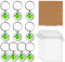 10 Pièces Porte-Clés Trèfle À Quatre Feuilles, 10 Pièces D'Étiquettes En Papier Kraft, 10 Pièces De Sacs En Mousseline, Étiquettes Décoratives, Porte-Clés En Métal