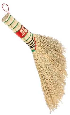 Ipetboom Handmade Mini Broom Short Handle Hand Broom Traditional Chinese Style Sorghum Straw Desktop Dust Brush for Office Table and Kitchen Countertop Cleaning