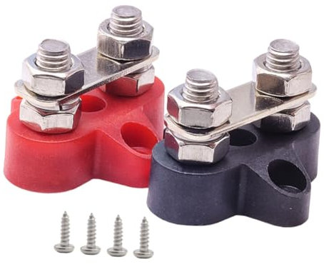 JECOMPRIS 2 Stück Terminal Bus Bar Stromverteilungsblock Mit Verbindungsschrauben Ideal Für Autobatterie Trennschalter CTEK Verlängerungskabel Und SAE Kabel Steckverbinder