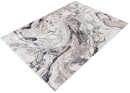 Riess Ambiente Design Teppich Art Rugs - 230x160cm - weiß grau - Flachgewebe mit Muster Wohnzimmerteppich modern Indoor