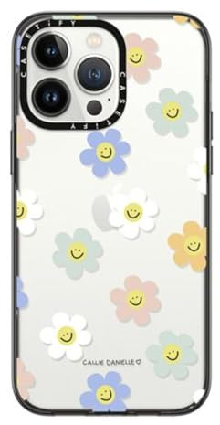 CASETiFY Compact Schutzhülle für iPhone 14 Pro Max [2 x Falltest in Militärqualität/1,2 m Fallschutz] - Happy Daisies - Schwarz