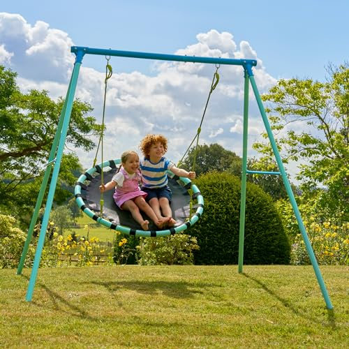 TP Toys Giant Metal Nest Swing Set 2 Person Outdoor Swing for Children 50KG Max Weight. Extra-Large 120cm Nest Seat with Height Adjustable Ropes – Outdoor Garden Play for Kids Aged 3+