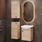 Planetmöbel Ensemble de Meubles de Salle de Bains Lavabo avec Meuble Bas 45 x 60 x 33 cm, Miroir avec éclairage 50 x 90 cm, 2X armoires centrales pour Salle de Bains et WC invités, chêne Sonoma