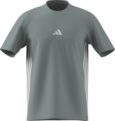 adidas Herren Essential Three Stripes Single Jersey Tee, Wonder Sage/White, S