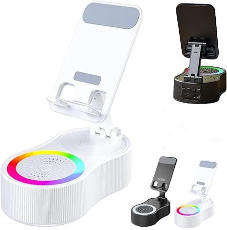SonicDrop Dock – No-Pair Magic Speaker & Charging Stand,SonicDrop Dock Holder,Adjustable Phone Holder,Drop-to-Play Sound,Phone Holder for Desk (White)