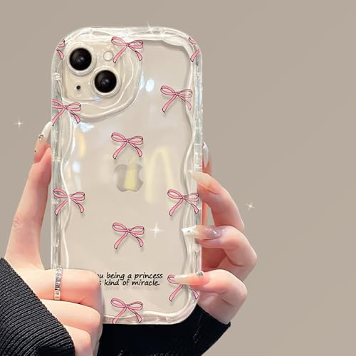 Compatible with iPhone 6/iPhone 6s Coque Silicone Transparente avec Nœud Rose