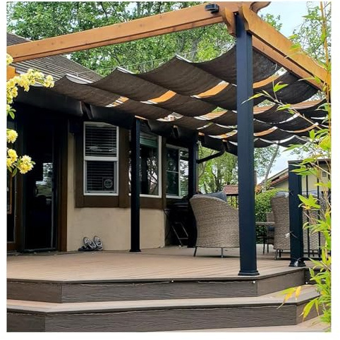 Copertura retrattile per pergola, resistente ai raggi UV, per esterni, patio, terrazza, giardino, padiglione, 2 x 1 (2 x 13 m), resistente alle intemperie.