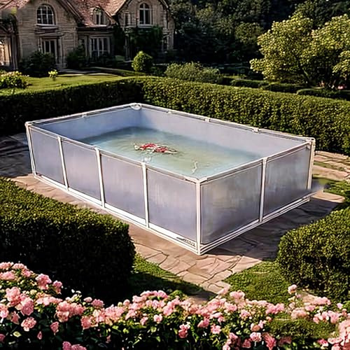 Piscine hors sol, cadre en acier, piscine de jardin extérieure durable pour les familles et les enfants, assemblage facile, comprend une rustine de réparation, grand design rectangulaire