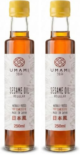 Umami Huile de Sésame Grillé 250ml - 100% Pure et Naturelle - Fabriquée au Japon - Idéale pour Wok, Ramen, Sushi et Salades (Lot de 2)