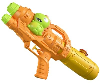 Water Soaker mit 500ml Fassungsvermögen Tragbares Schwimmbadspielzeug für Kinder Und Erwachsene Langlebige Wasserpistole Multifunktionales was, Oranger Dinosaurier