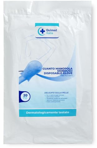 Quimed Italia Manopole Monouso in TNT Senza Sapone – Guanti Igiene Corpo Professionali, Morbidi e Protettivi per Operatore, 100 Pezzi