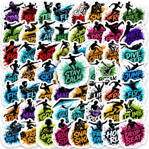 RGBEE Extremsport Graffiti Aufkleber 50 Stücke, Street Style Sport Sticker Set, Wasserfeste Vinyl Sticker für Jugendliche, Laptop, Fahrrad, Scrapbook, Journal, Skateboard, Kindle, Helm, Motorrad