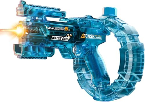 Starnearby Pistola ad Acqua Elettrica con Luce LED, Pistola Acqua Automatica ad Alta Capacità con Deformazione Meccanica, Portata di 8 Metri, Fucile ad Acqua per Piscina, Spiaggia, Giardino (Blu)