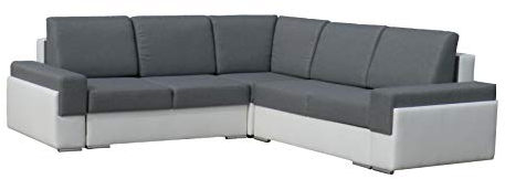 mb-moebel Ecksofa Sofa Eckcouch Couch mit Schlaffunktion und Bettkasten Ottomane L-Form Wohnlandschaft Bruno III (Dunkelgrau)