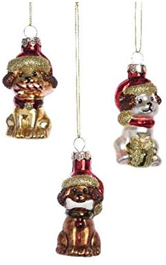 Unbekannt 3 Christbaumanhänger Weihnachsbaumanhänger Hund Glas Weihnachten