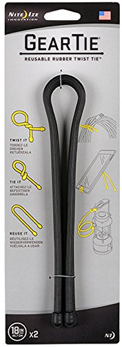 Nite Ize 18 in. Gear Tie Reusable Rubber Twist Tie, 2 Black One Size