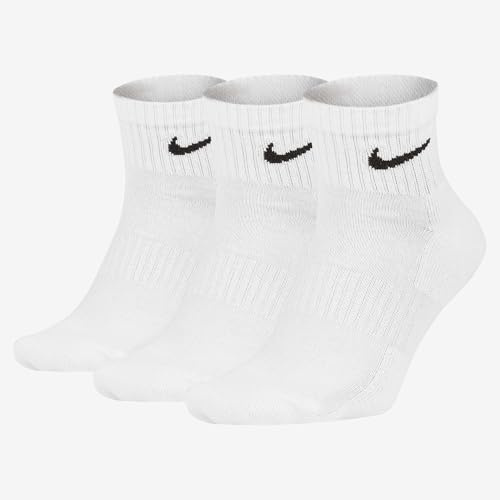 Nike - Cushion Quarter Socks - Unisex Adult - Pack of 3 - White/Black - UK 5-8