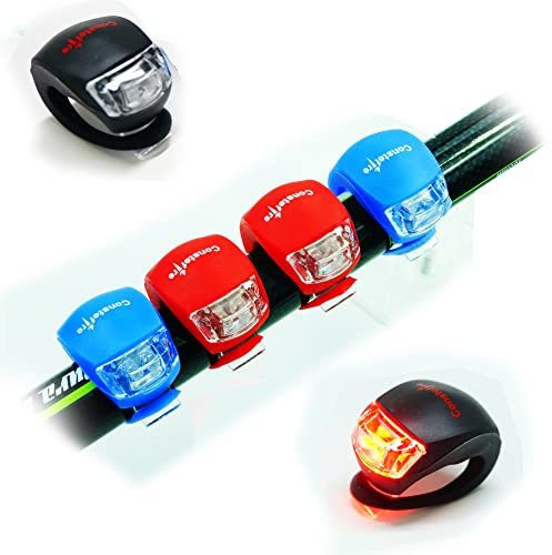 4PCS Bicycle Light Front and Rear back lights Silicone LED Bike Light Set - Bike Headlight and Taillight,Waterproof & Safety Road,Mountain Bike Lights,Batteries Included