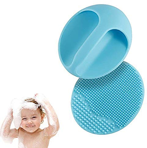 Cradle Cap Bath Brush and Comb Baby Shower Brushes Set,Facial Cleansing Brush for Blackhead Remover,Silicone Scalp Massaging Brush (Blue)