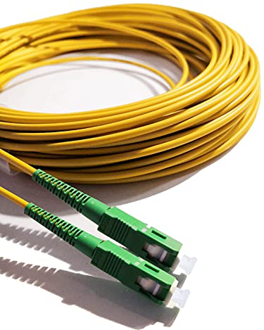 Elfcam® - 3m Fibra óptica Cable SC/APC a SC/APC Monomodo Simplex 9/125, Compatible con Orange, Movistar, Vodafone y Jazztel, 3 Metros