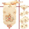 Quinnyshop Eichhörnchen Kürbis Laubblatt Herbst Stickerei Tischläufer ca. 40 x 90 cm Oval Leinen-Optik Polyester, Creme