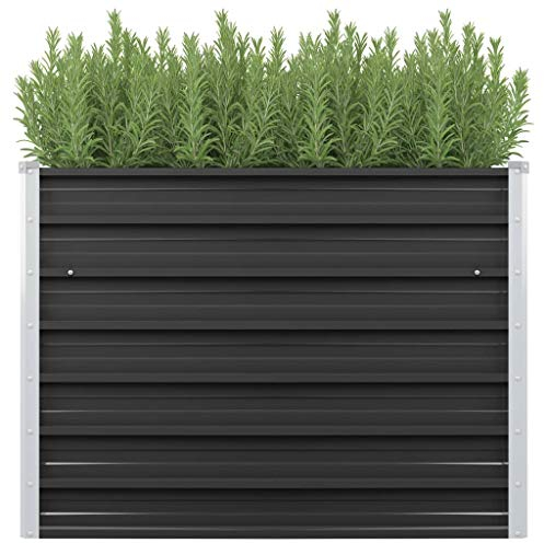 Festnight Jardinière Pot à Fleurs, Bac à Fleurs Véranda, Jardinière Anthracite 100 x 40 x 77 cm Acier galvanisé pour Jardin/Balcon