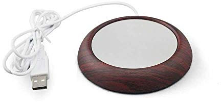 FeelshopMSS USB Coffee Mug Warmer Coaster, Electric Cup Heater, Tea Coffee Beverage Warmer for Office/Home Use (Dark wood grain)