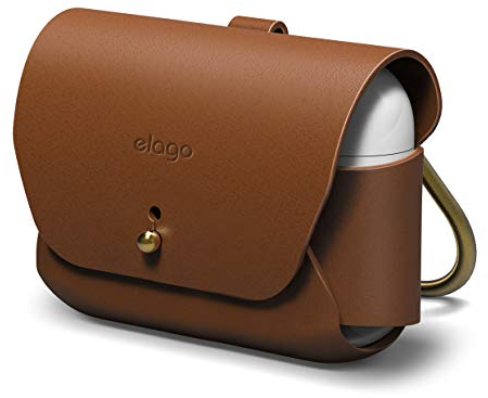 elago Custodia in Pelle Compatibile con AirPods Pro – Cover in Vera Pelle [Aderenza Testata] (Marrone)