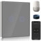 BSEED Smart Lichtschalter 2 Fach 1 Weg Wifi Smart Lichtschalter arbeitet mit Amazon Alexa and Google Home,Touch Wandschalte Glas Touchscreen-schalter Grau(Erforderlich NeutralDraht)