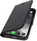 WIIUKA Hülle für iPhone 12 Mini, Lederhülle mit Vier Kartenfächern, extra Dünn, Premium Leder, Handyhülle mit Standfunktion, Tasche Schwarz