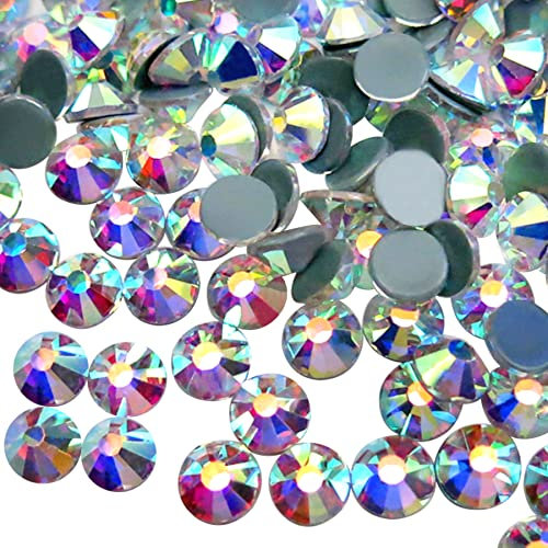 Jollin Kristalle Flacher Rückseite Strasssteine Glas Glitzersteine Nagelkunst Edelsteine Runde Diamant Gems, Hotfix Crystal AB, SS30 288pcs