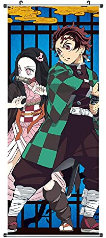 CosplayStudio Kimetsu no Yaiba Rollbild | Kakemono aus Stoff | 100x40cm | Motiv: Tanjirou & Nezuko