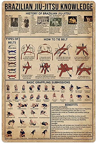 JIUFOTK Jiu-Jitsu Wissen, Metall-Blechschild, brasilianisches Jiu-Jitsu, Bildungsleiter, Poster, Kampfkunst, Halle, Club, Schule, Zuhause, Wanddekoration, Plakette, 30,5 x 40,6 cm