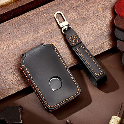 ontto Autoschlüssel Hülle Passt für Volvo XC40 XC90 XC70 S60 S80 S90 C30 V70 V90 T5 T6 2019 2020 Fernbedienung Cover Leder Schlüsselhülle Schlüsselanhänger Schlüssel Schutz Etui 4 Tasten- Schwarz