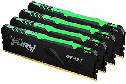Kingston FURY Beast RGB 64GB (4x16GB) 3600MT/s DDR4 CL18 Desktop Memory Kit of 4 KF436C18BBAK4/64