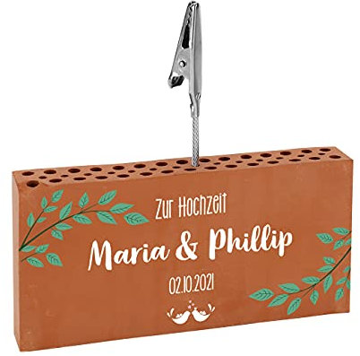 Herz & Heim® Ziegelstein Geldclip als Geldgeschenk mit personalisiertem Aufdruck Zur Hochzeit