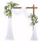 EESLL Künstliche Hochzeitsbogen-Blumen-Set (3 Stück), 2 weiße Rosen-Blumen-Girlanden mit 1 weißen, durchsichtigen Stoff, Blumen-Girlanden zur Dekoration