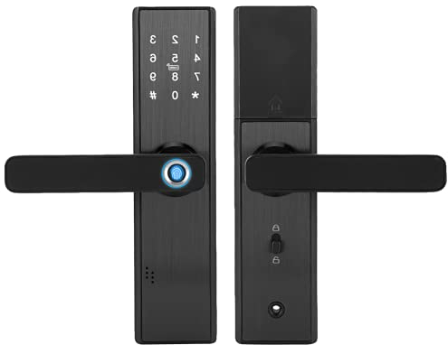Huella Digital Smart Lock, WiFi Pantalla Táctil Huella Digital Contraseña Tarjeta IC Cerradura de Puerta Inteligente con Llave Mecánica, APLICACIÓN Soporte Remoto para Tuya