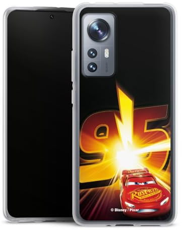DeinDesign Silikon Hülle kompatibel mit Xiaomi 12 Case transparent Handyhülle Offizielles Lizenzprodukt Cars Lightning McQueen 95