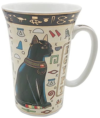 Taza de café grande taza de té de porcelana cerámica antigua Egipto Príncipe Dioses Decoración Tema Taza Regalos Cafe Restaurante Hotel Hogar Refrigerador Lavavajillas Horno Microondas 550ml (Beige y