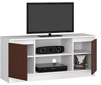 BDW Kommode, RTV Schrank, TV Gerät, viel Stauraum, Kleiderschrank, Diele, Wohnzimmer, Schlafzimmer Kommode, Multifunktionsschrank. Abmessungen: 120 x 55 x 40 cm (Weiß - Wenge)