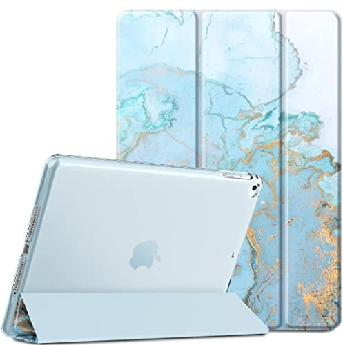 EasyAcc Funda compatible con iPad de 9,7 pulgadas 6ª generación 2018/5ª generación 2017/iPad Air 1/2, ultrafina, translúcida, mate, cubierta trasera con función de despertar/sueño automático, mármol