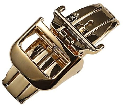 TRDYBSK 16 18 mm Poliertes Silber Gold Roségold Massiver Edelstahl Faltschließe für Jaeger-LeCoultre Faltschließe (Farbe: Gold, Größe: 18 mm)