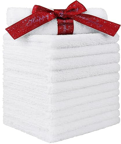 HOMEXCEL Lot de 12 débarbouillettes en microfibre très absorbantes et douces, multi-usages pour salle de bain, hôtel, spa, salle de sport et cuisine, 30,5 x 30,5 cm