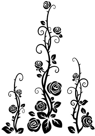 SUPERDANT Roses Flower Vines Wall Decals Removable DIY Black Flower Vine Wall Decals Rose and Leaves edroom Living Room Sofa TV Background Home Decor Wall Sticker Vinyl Transfer